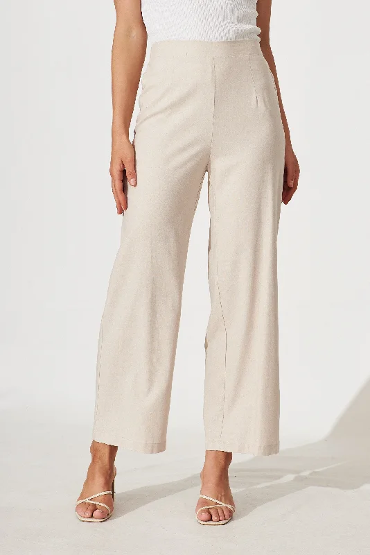 Darby Pant In Oatmeal Linen Cotton Blend