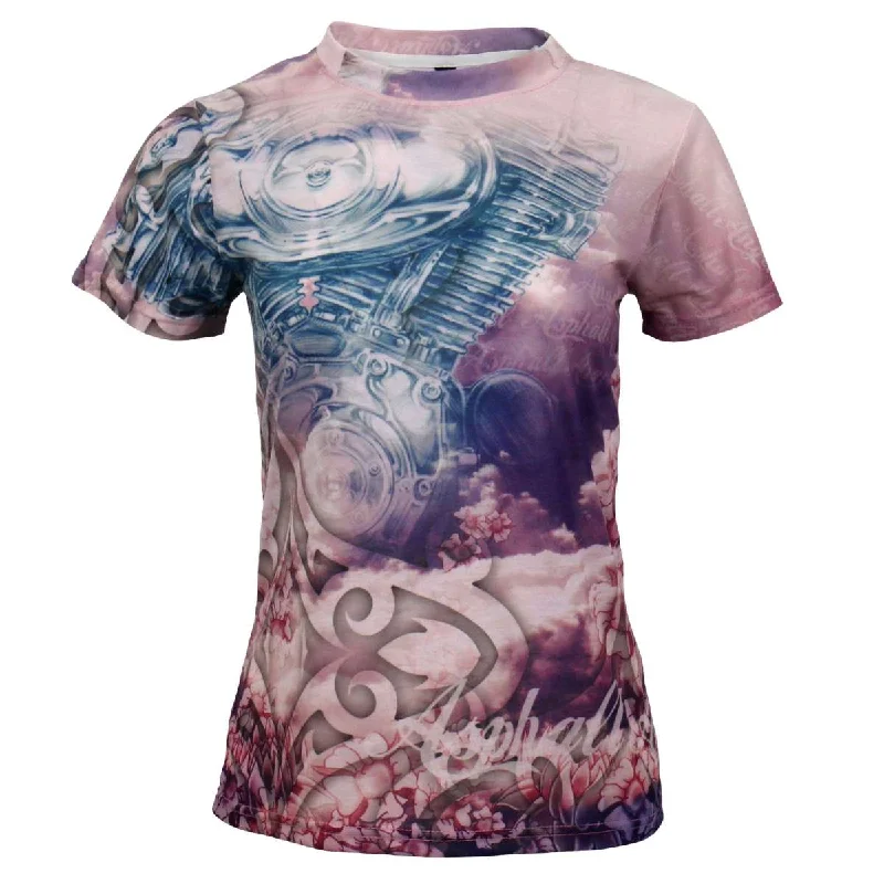 Hot Leathers Ladies Angel Wings Pink Fitted 3D All Over Printed T-Shirt GLS1001