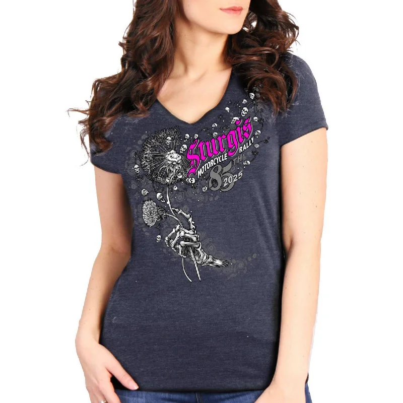 2025 Sturgis Women's Motorcycle Rally Dandelion Heather Navy Ladies T-Shirt