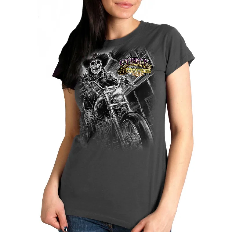 2025 Sturgis Women's Motorcycle Rally #1 Ghost Rider Charcoal Ladies T-Shirt