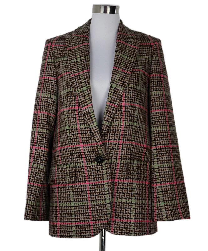 Zadig & Voltaire Brown & Pink Plaid Blazer sz 2