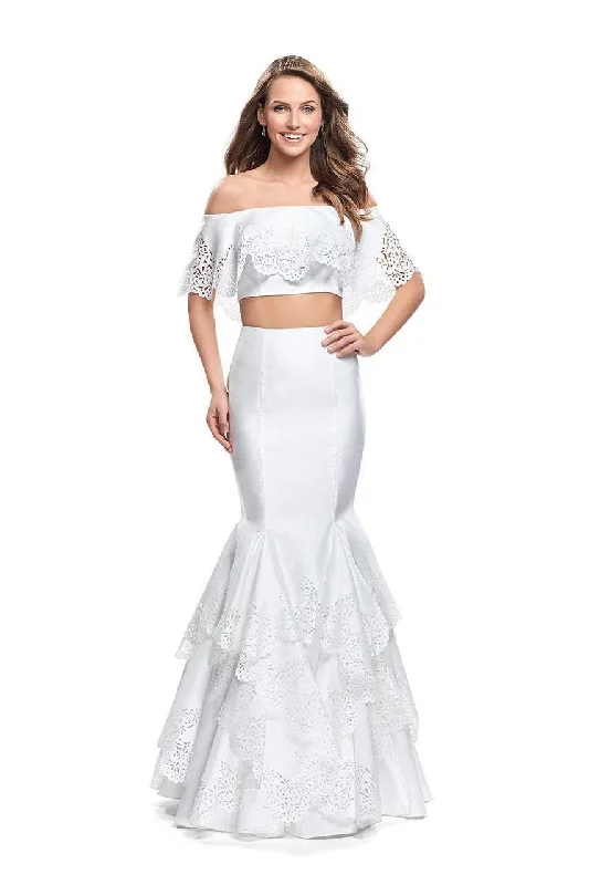 La Femme - 26193 Two Piece Laser Cut Mermaid Dress