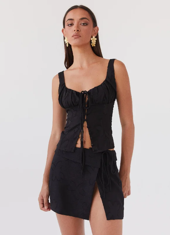 Bianka Tie Top - Black Petal