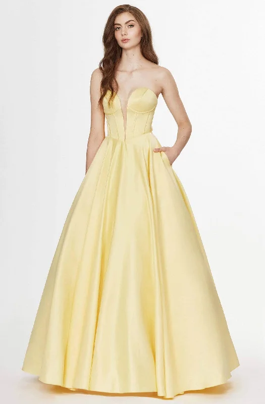 Angela & Alison - 91071 Deep Sweetheart Satin A-line Dress