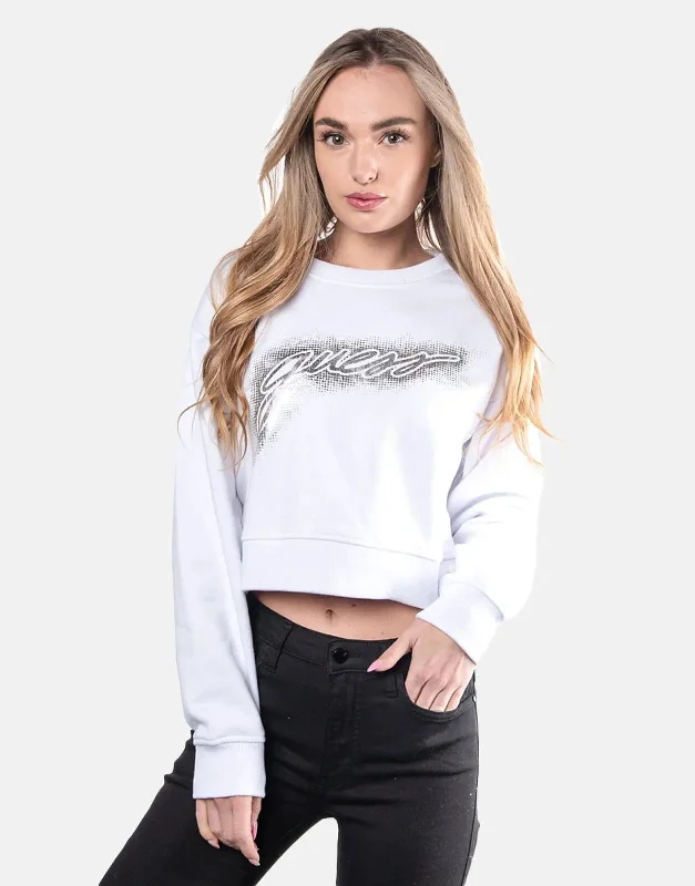 Guess Logo Crop Pullover Sweatshirt