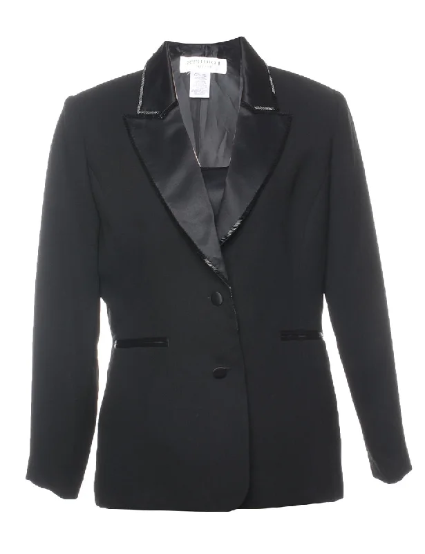 Black Contrast Trim Blazer  - M