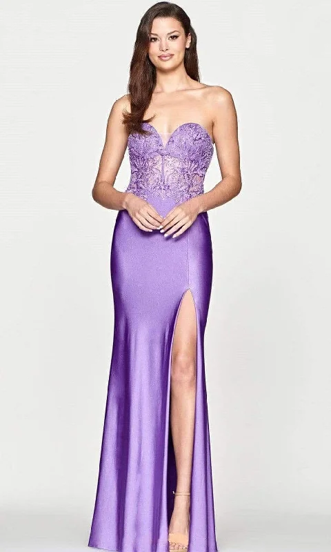 Faviana - S10647 Strapless Satin Corseted Trumpet Dress