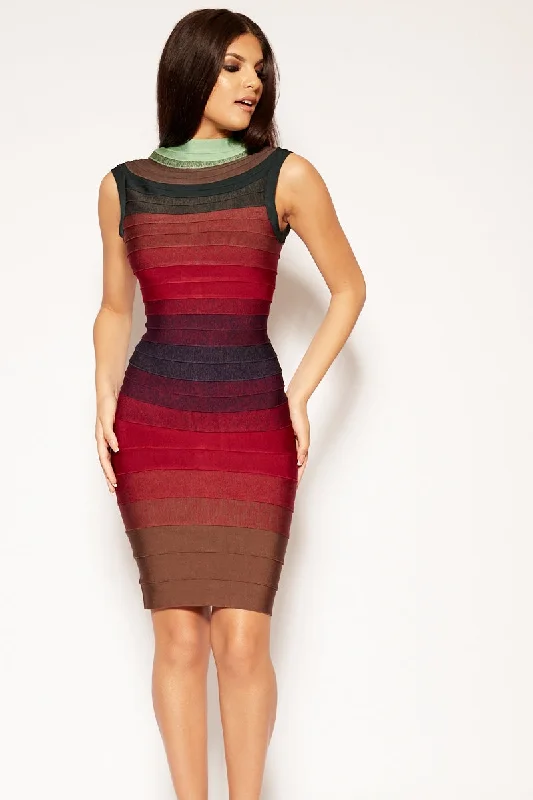 Puerto Rico - High Neck Bandage Midi Dress