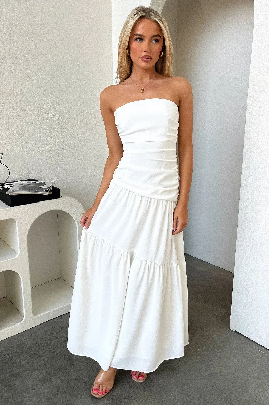 Charlotte Strapless Maxi Dress - White