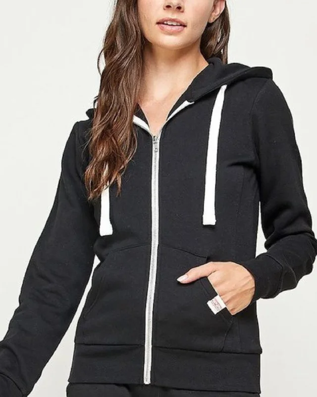 Reflex Solid Fleece Zip-Up Hoodie with Pockets - J415