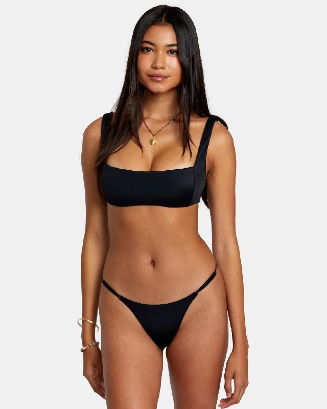 Solid Square Bralette Bikini Top - Black