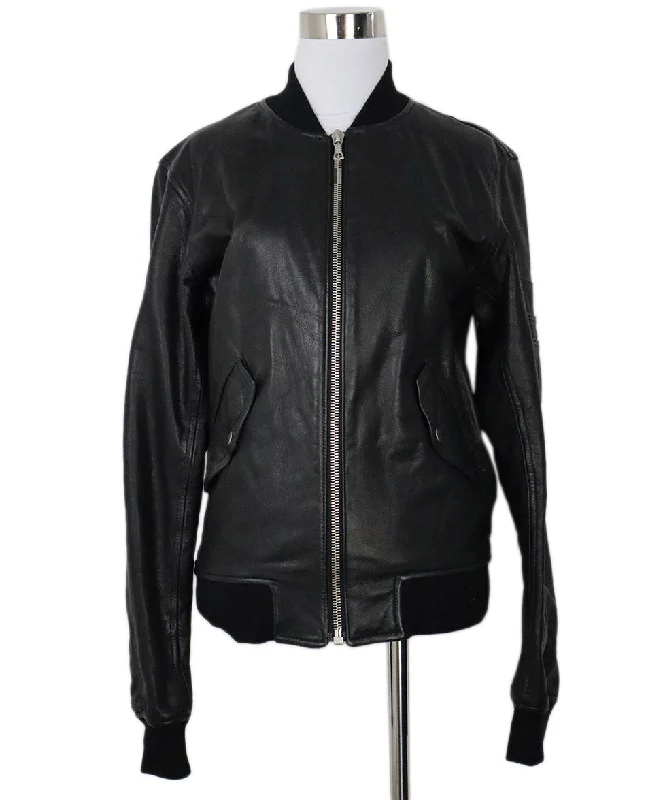 John Elliott Black Leather Jacket sz 2