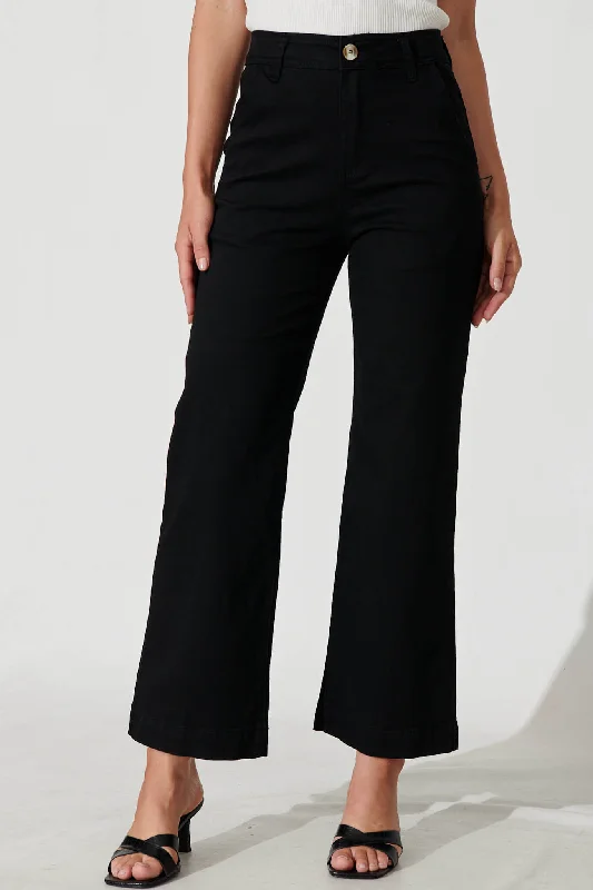 Motion High Rise Wide Leg Jean In Black Denim