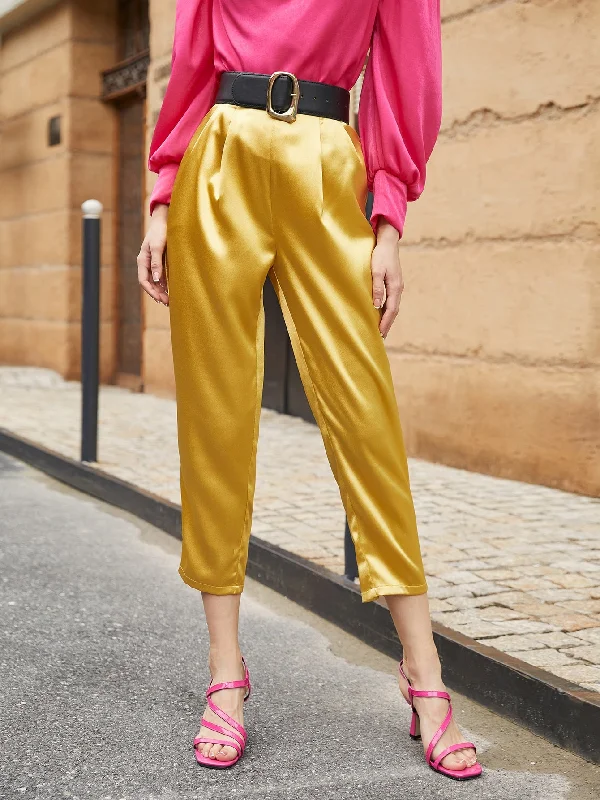 Elegant Plain Split High Waist Capris Women Pants