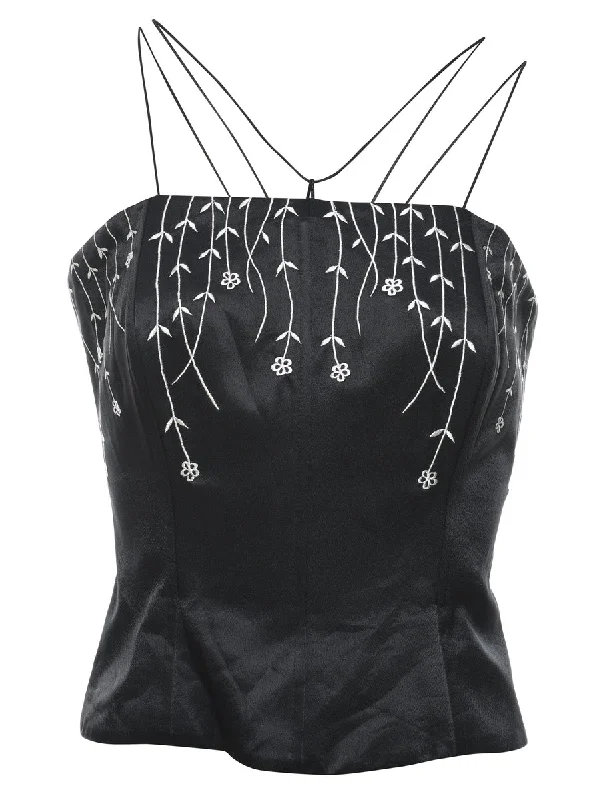 Black Embroidered Corset - S