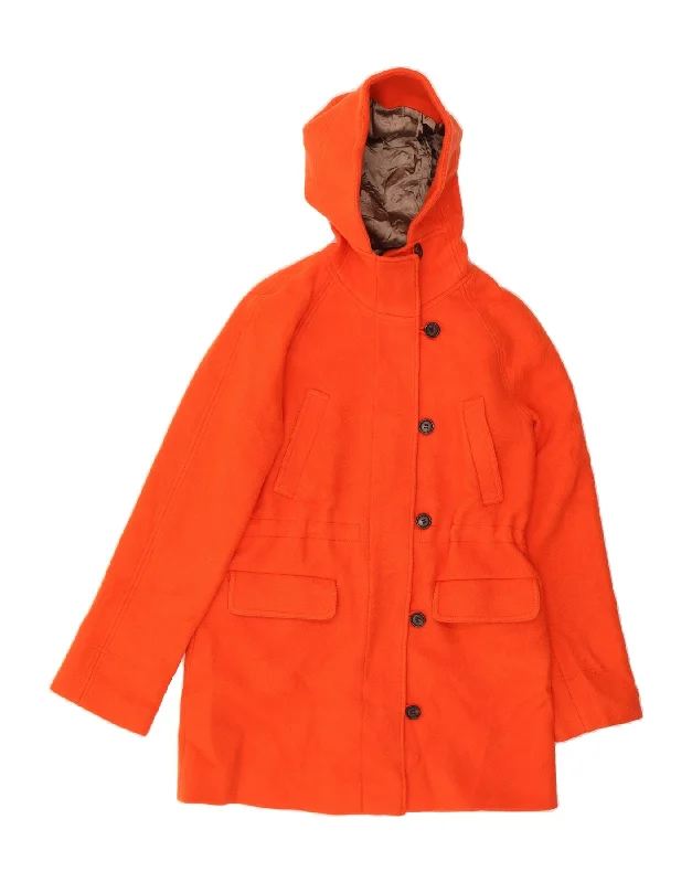 J. CREW Womens Hooded Overcoat US 10 Large Orange Wool