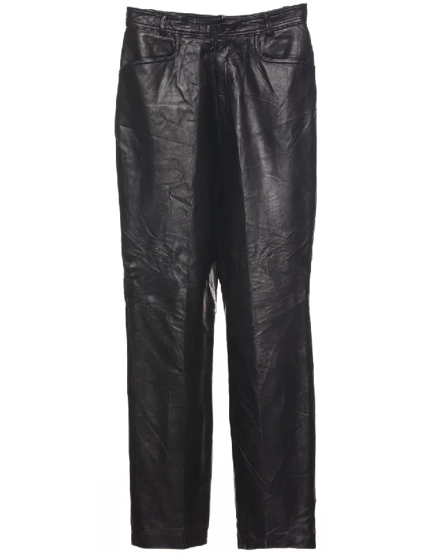 Black Leather Trousers - W26 L30