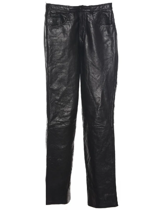 Black Leather Trousers - W28 L33