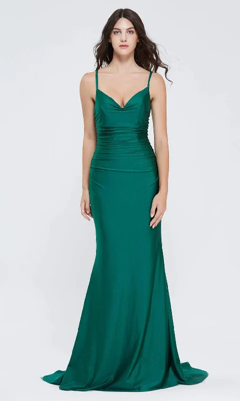 J'Adore Dresses - J20015 Plunging V-Neck Trumpet Dress