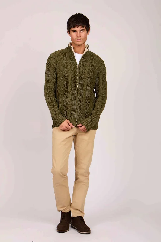 Men Regular Fit Cardigan - Green