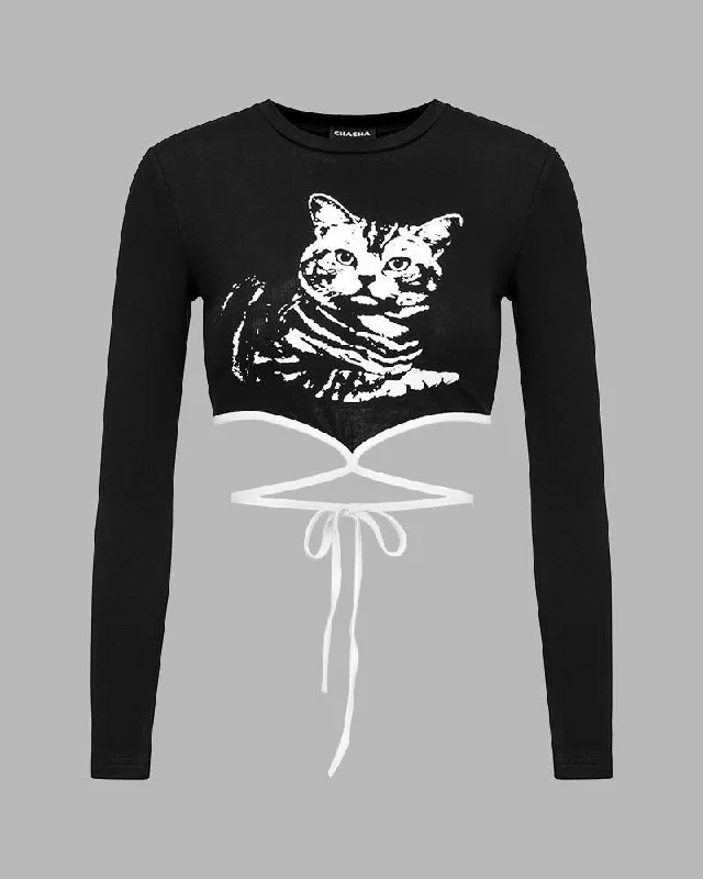 Feline Aglaia Graphic Cropped Top European