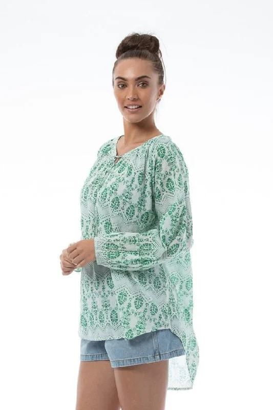 Women Top - Green print CELESTE kaja Disco