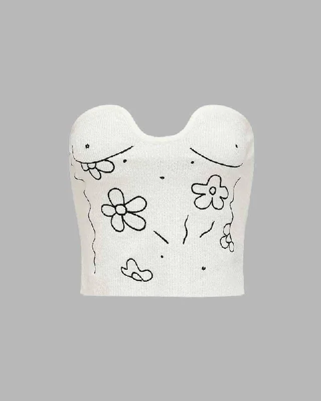 Floralflayer Knitted Tube Top Streetwear Style for 