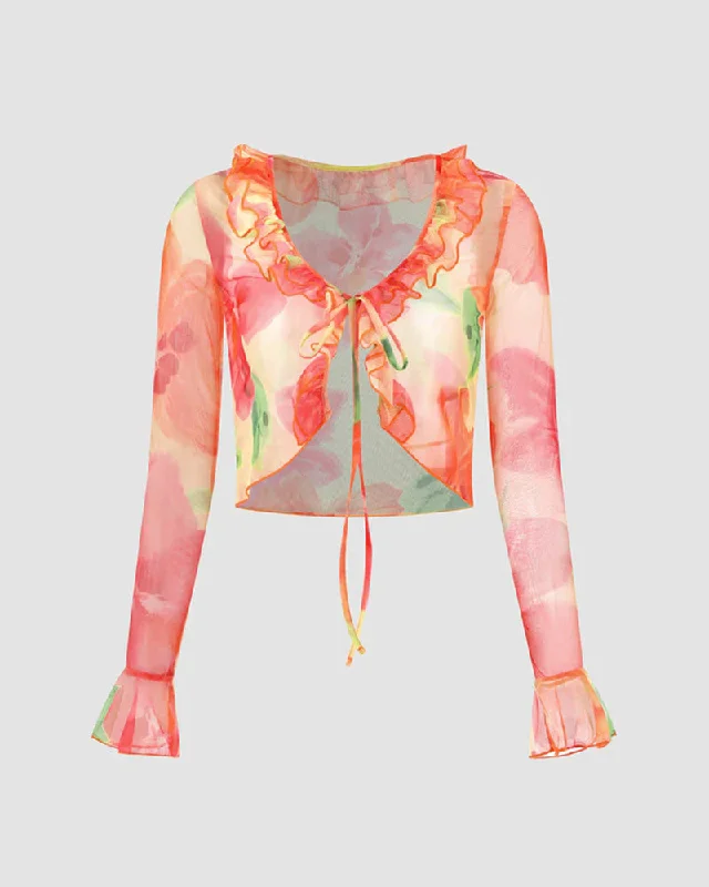 Flowering Blaze Tie Top Classic Women's Pin - striped