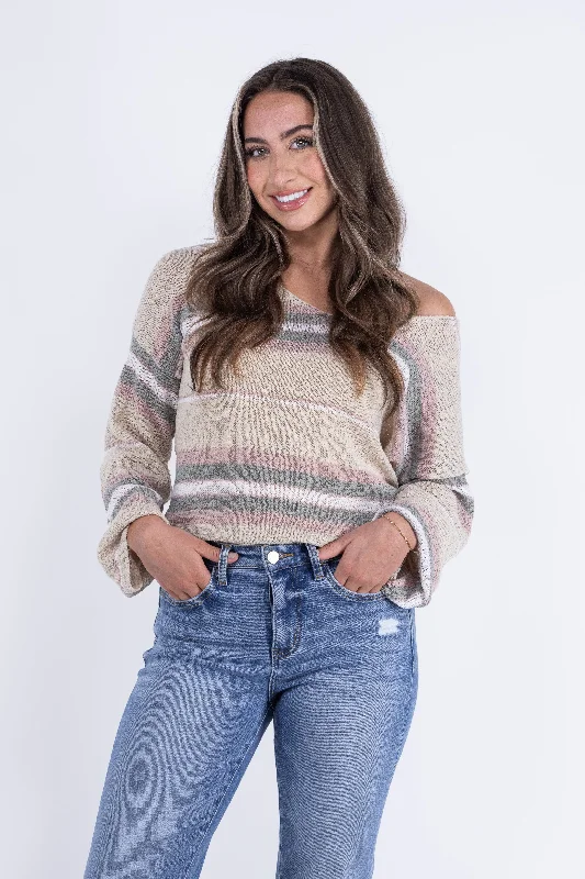 Hold My Hand Women's Multi Color Sweater Classic Women's Tweed