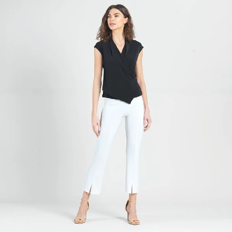 Crossover Faux Wrap Top - Black - Final Sale! Polished Women's Silk