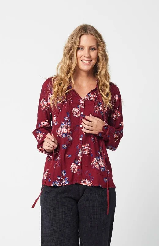 Women Top - Red Print CHELSEA KAJA Natural fiber purpose