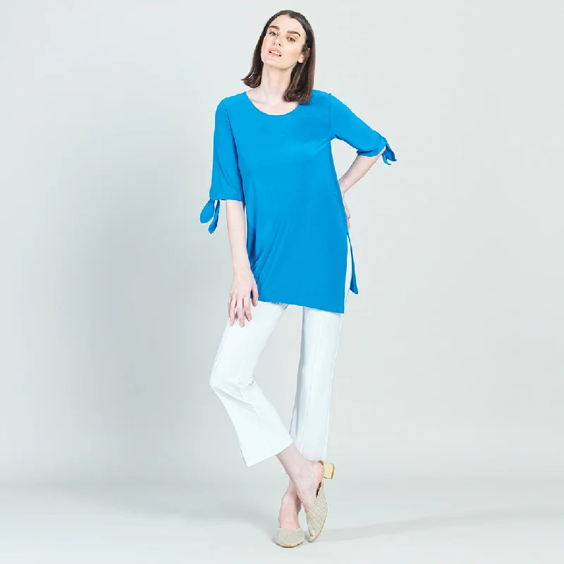 Tie Cuff Asymmetrical Vent Tunic - Brilliant Blue - Final Sale! Traditional Women's Wool