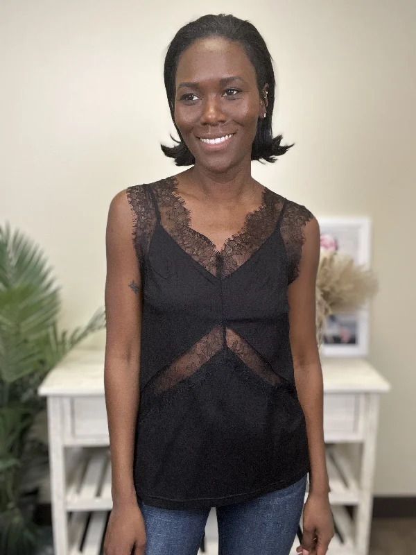 Hug It Out Women's Lace V-Neck Tank Top Earthy Women's Hemp - based