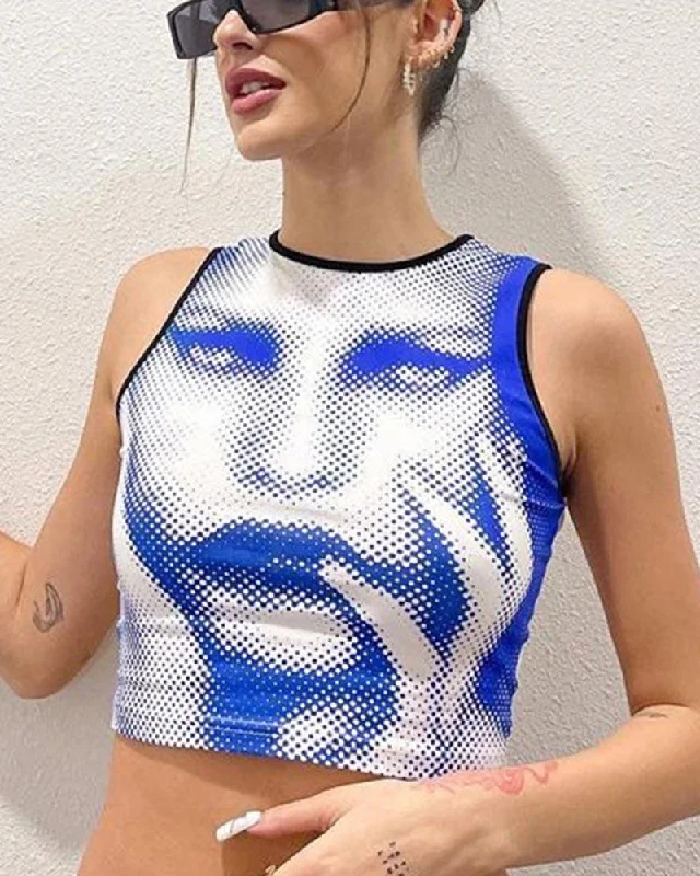 Fierce Fatale Graphic Cropped Tank Top Dynamic Women's Moto
