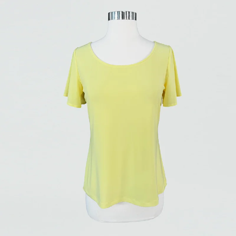 Back Keyhole Flounce Sleeve Top - Yellow - Final Sale! Monochromatic Office Style